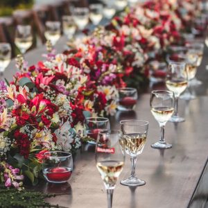 Red And Pink Wedding Table Arrangement