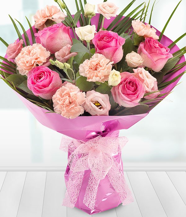 Beautiful Mixed Bouquet With Different Shades Of Pink