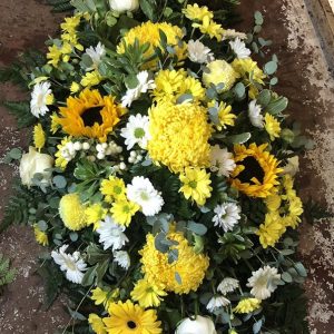 Yellow And White Flower Coffin Spray