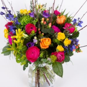 Colourful Mixed Bouquet Featuring Bold Roses