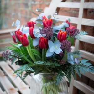Red Blue And Purple Mixed Bouquet
