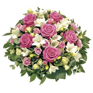 Pink Roses And White Freesias Posy Bouquet