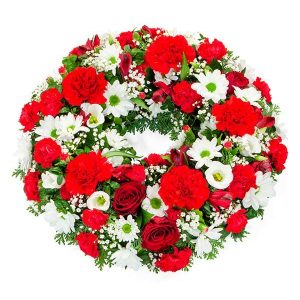 Red And White Floral Wreath
