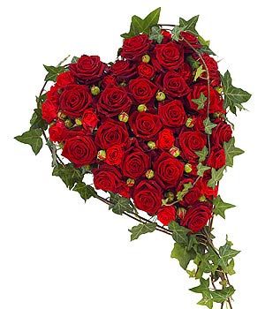 Red Rose Funeral Flower Heart