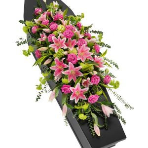 Rose And Lily Flower Coffin Spray