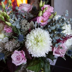 White And Lilac Mixed Bouquet Close Up