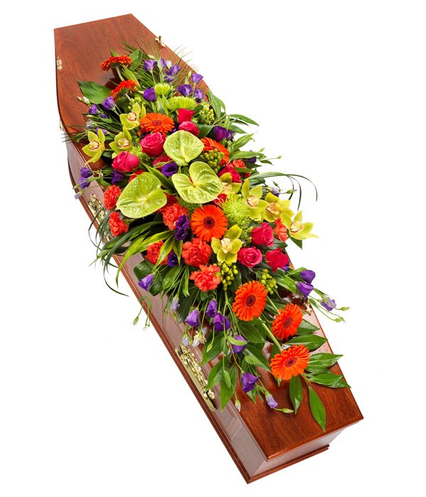 Vibrant Coloured Flower Coffin Spray