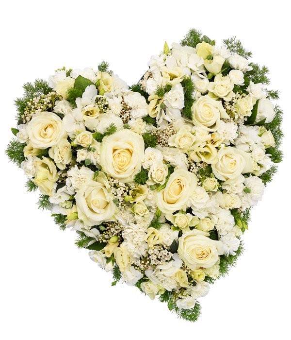 White Rose Funeral Flower Heart